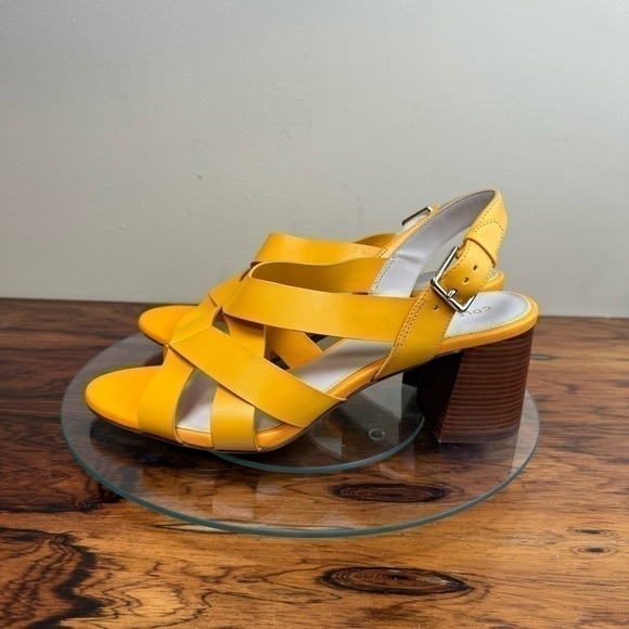 Cole Haan Jamie Block Heel Sandals Orange Leather - Picture 2 of 13